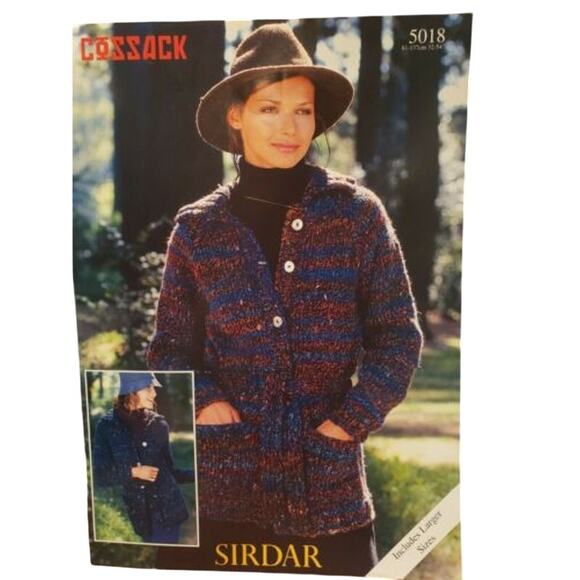 New Sirdar 5018 Cossack Cardigan Jacket Knitting Pattern w Larger Sizes - Picture 2 of 3